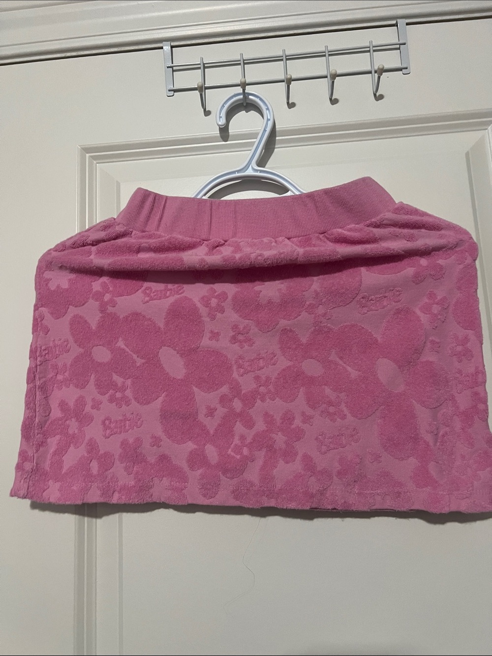 Barbie Pink Floral Terry Mini Skirt - girls